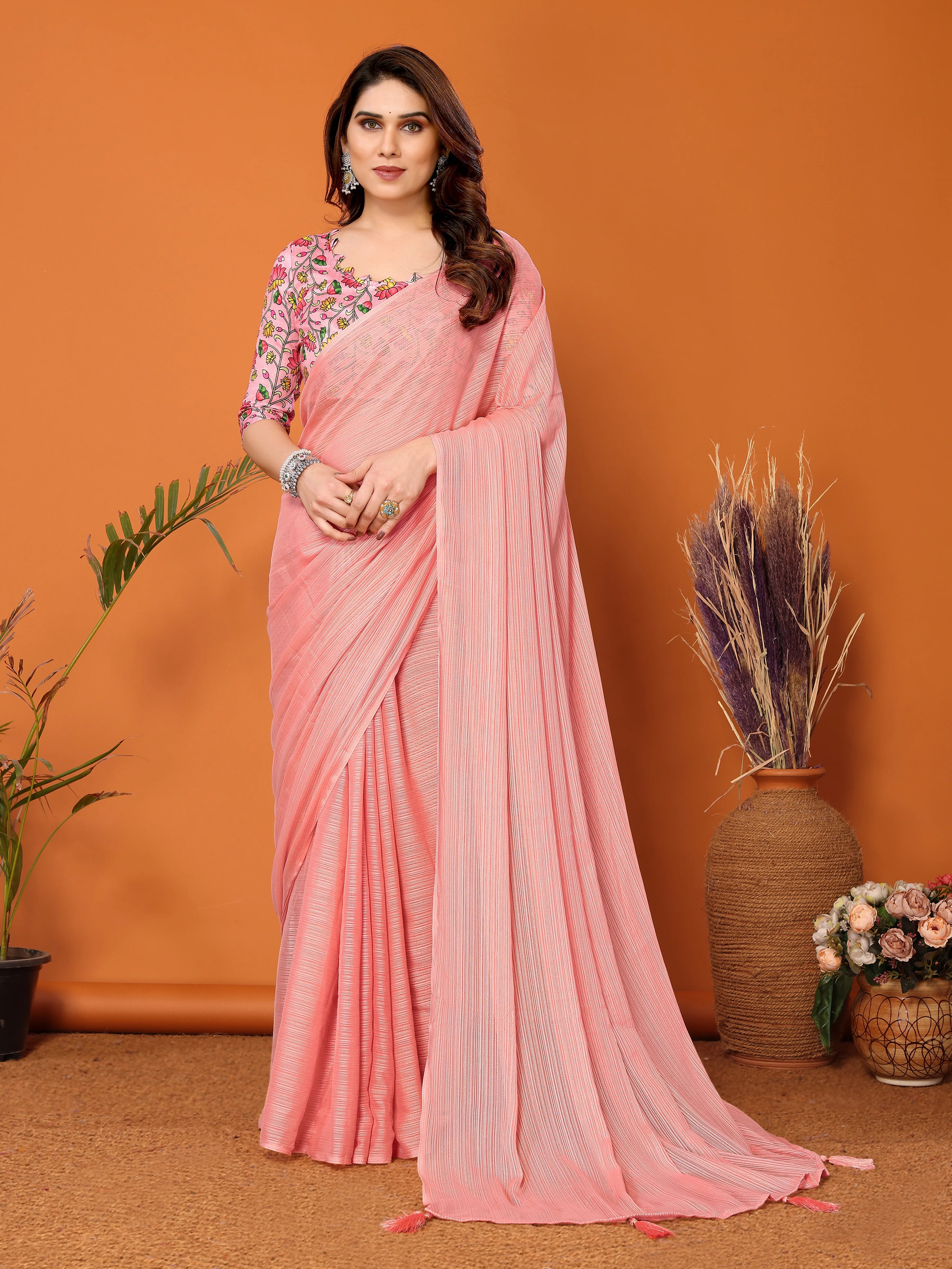 SHYAMIKA Polyester Zari Banglory Digital Print Saree with Blouse