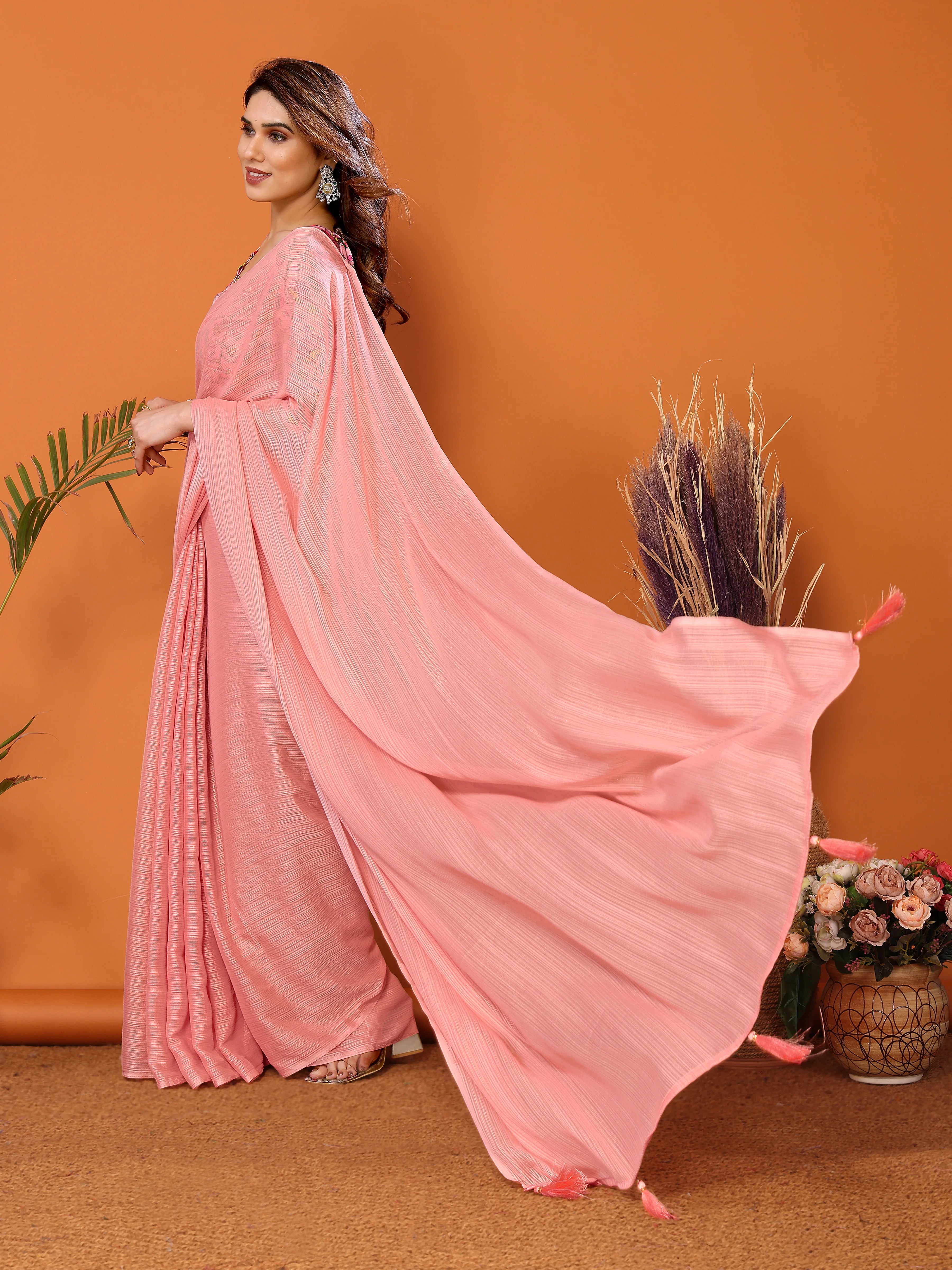 SHYAMIKA Polyester Zari Banglory Digital Print Saree with Blouse