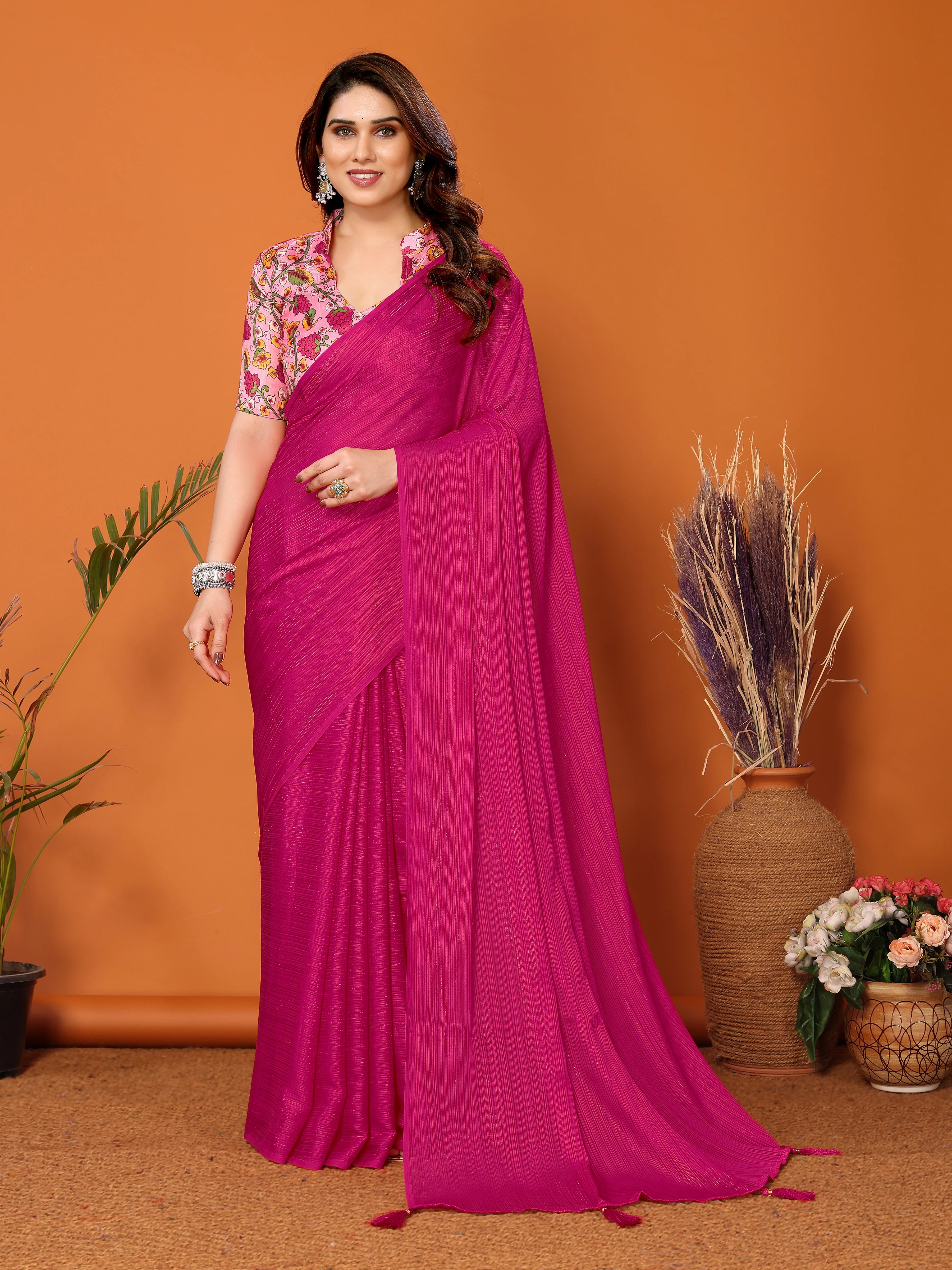 SHYAMIKA Polyester Zari Banglory Digital Print Saree with Blouse