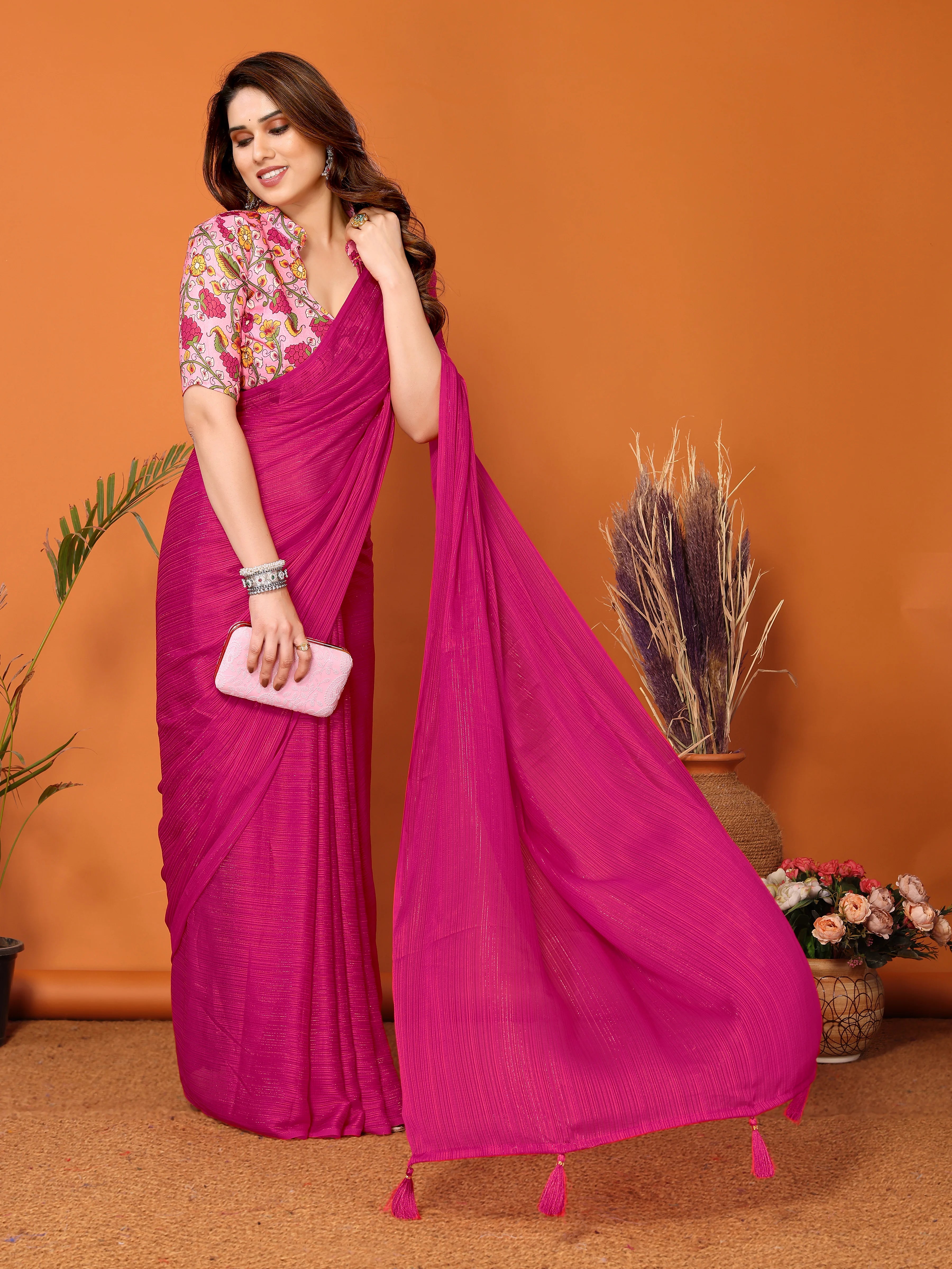 SHYAMIKA Polyester Zari Banglory Digital Print Saree with Blouse