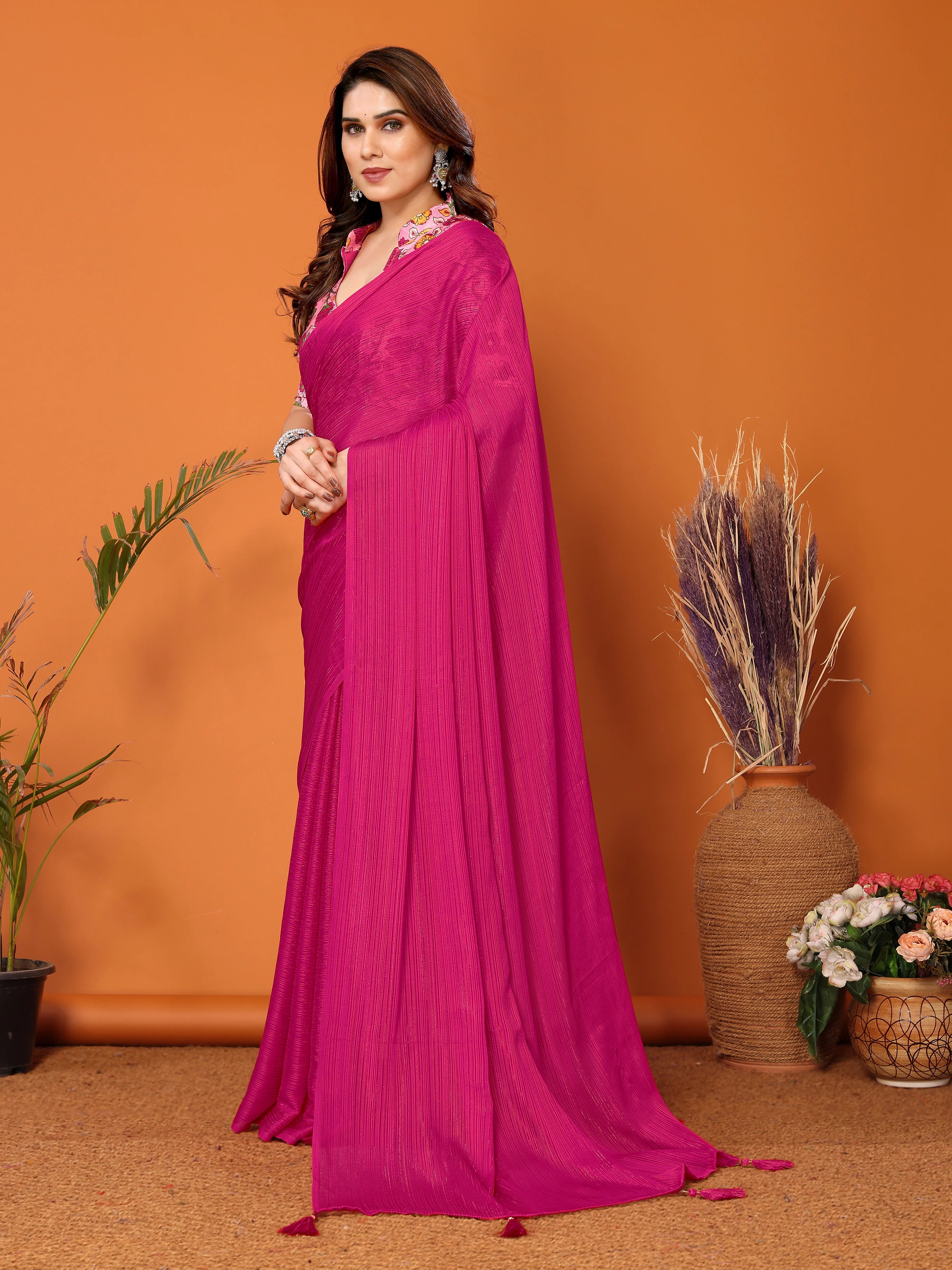 SHYAMIKA Polyester Zari Banglory Digital Print Saree with Blouse