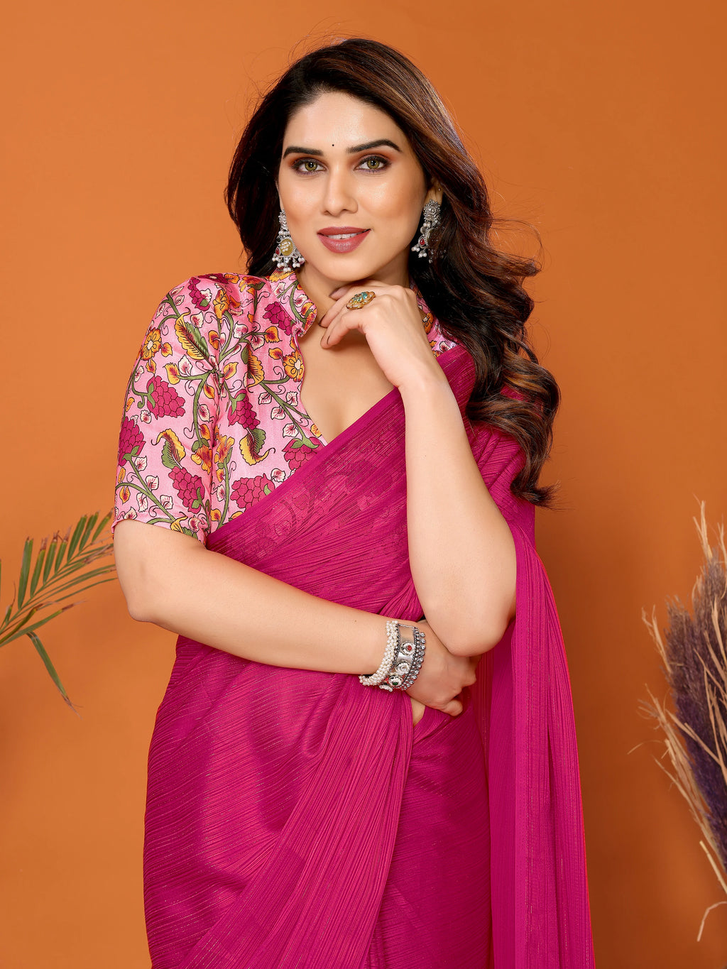 SHYAMIKA Polyester Zari Banglory Digital Print Saree with Blouse