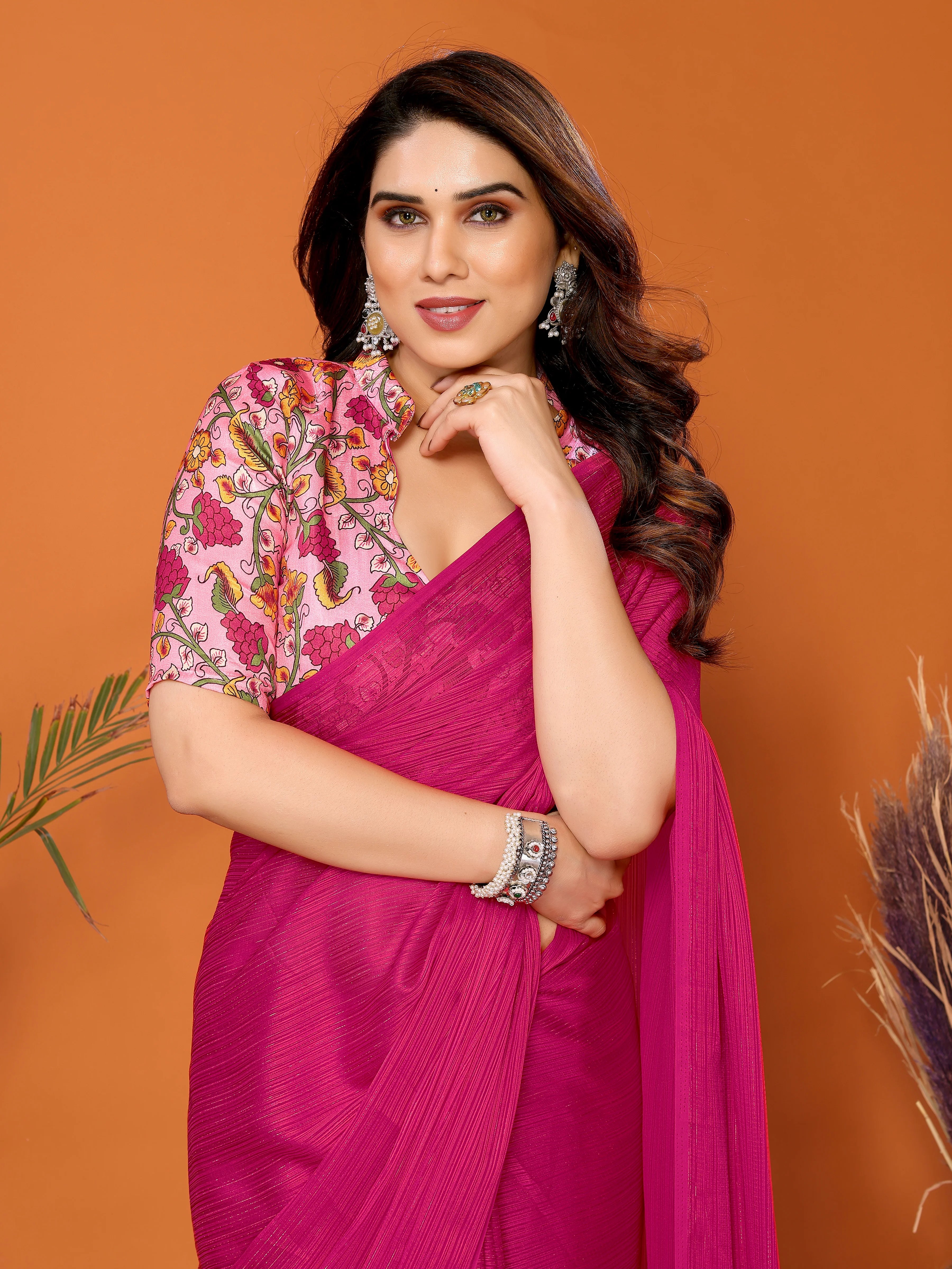 SHYAMIKA Polyester Zari Banglory Digital Print Saree with Blouse