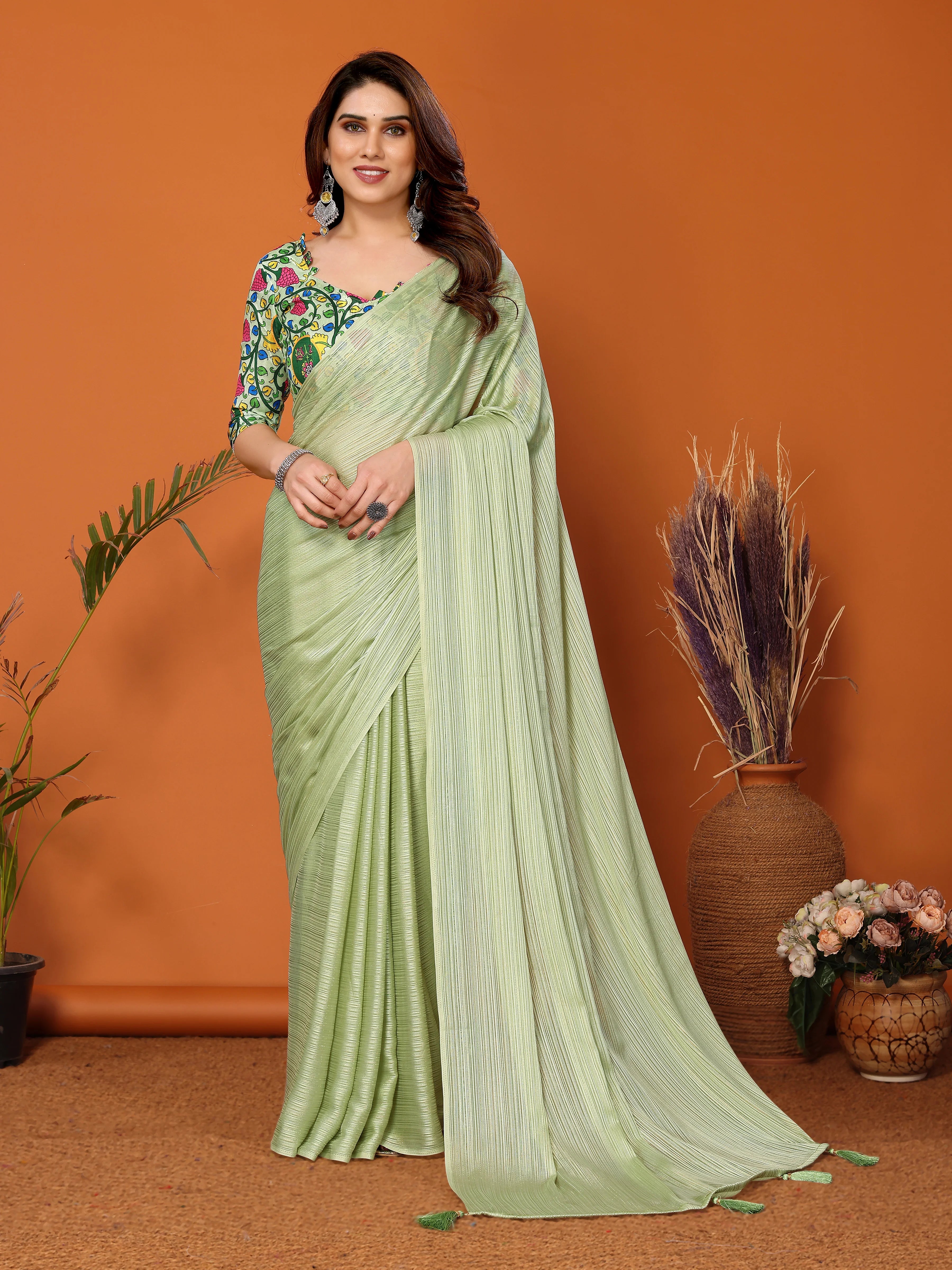 SHYAMIKA Polyester Zari Banglory Digital Print Saree with Blouse