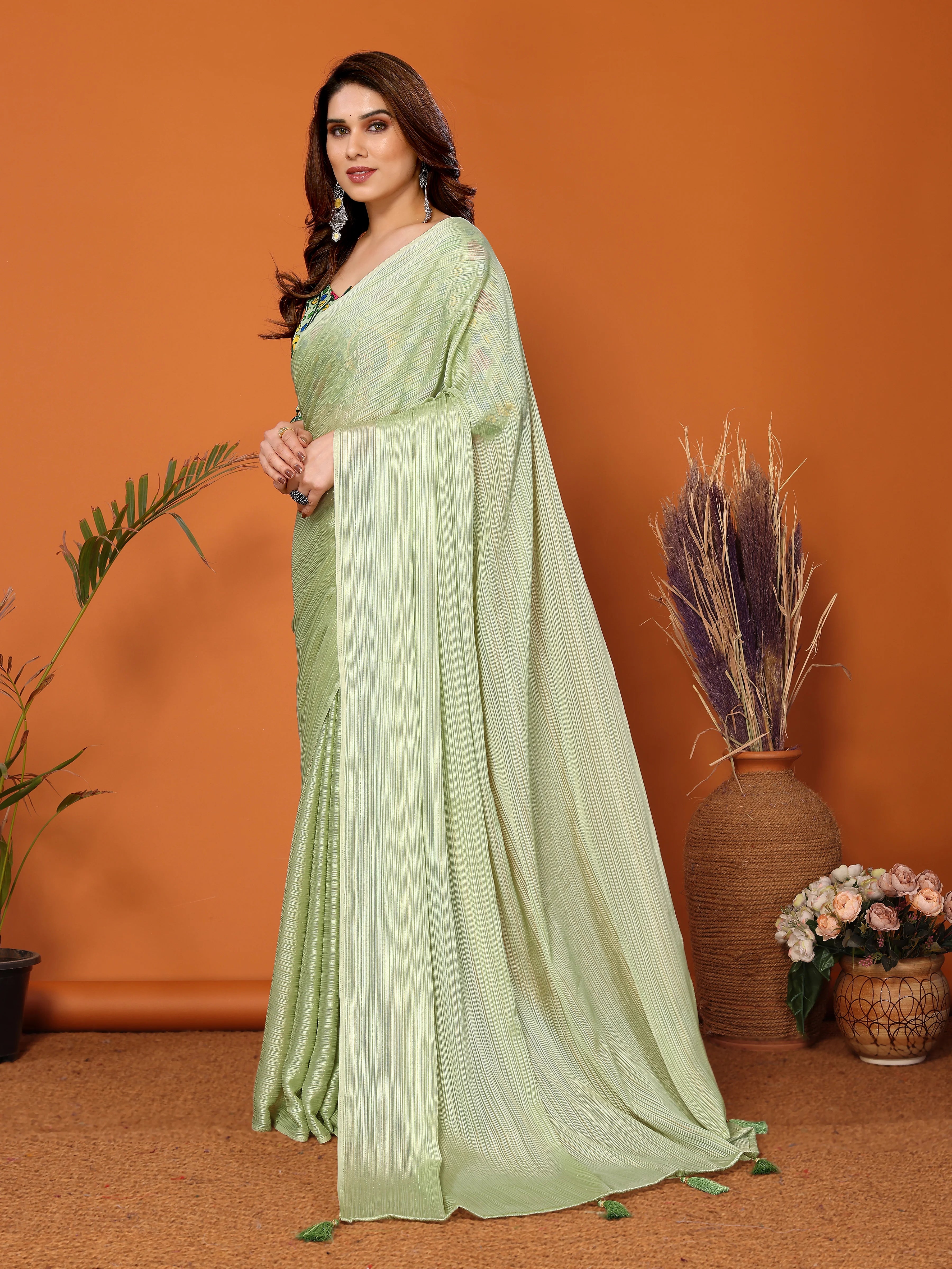 SHYAMIKA Polyester Zari Banglory Digital Print Saree with Blouse