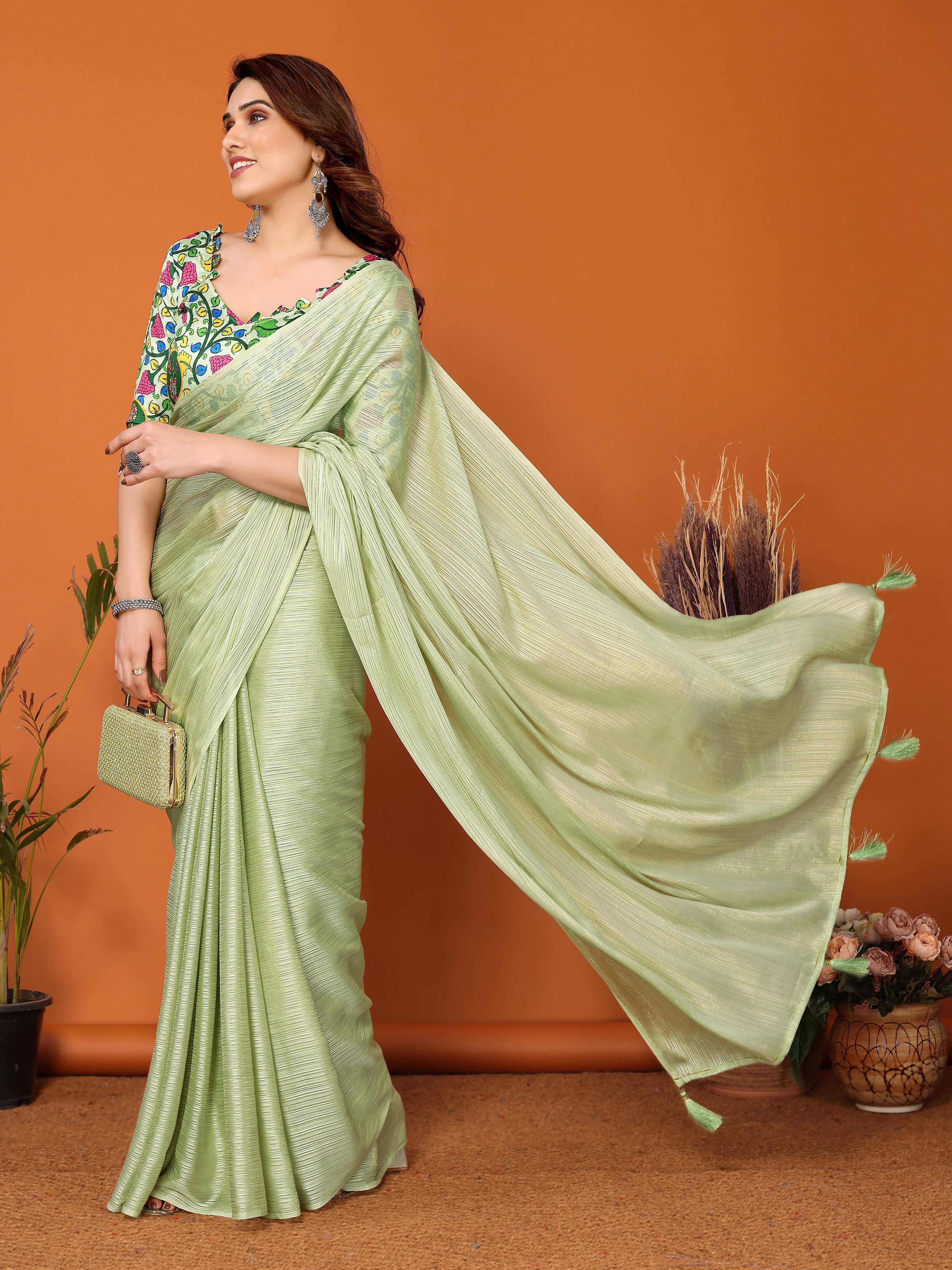 SHYAMIKA Polyester Zari Banglory Digital Print Saree with Blouse
