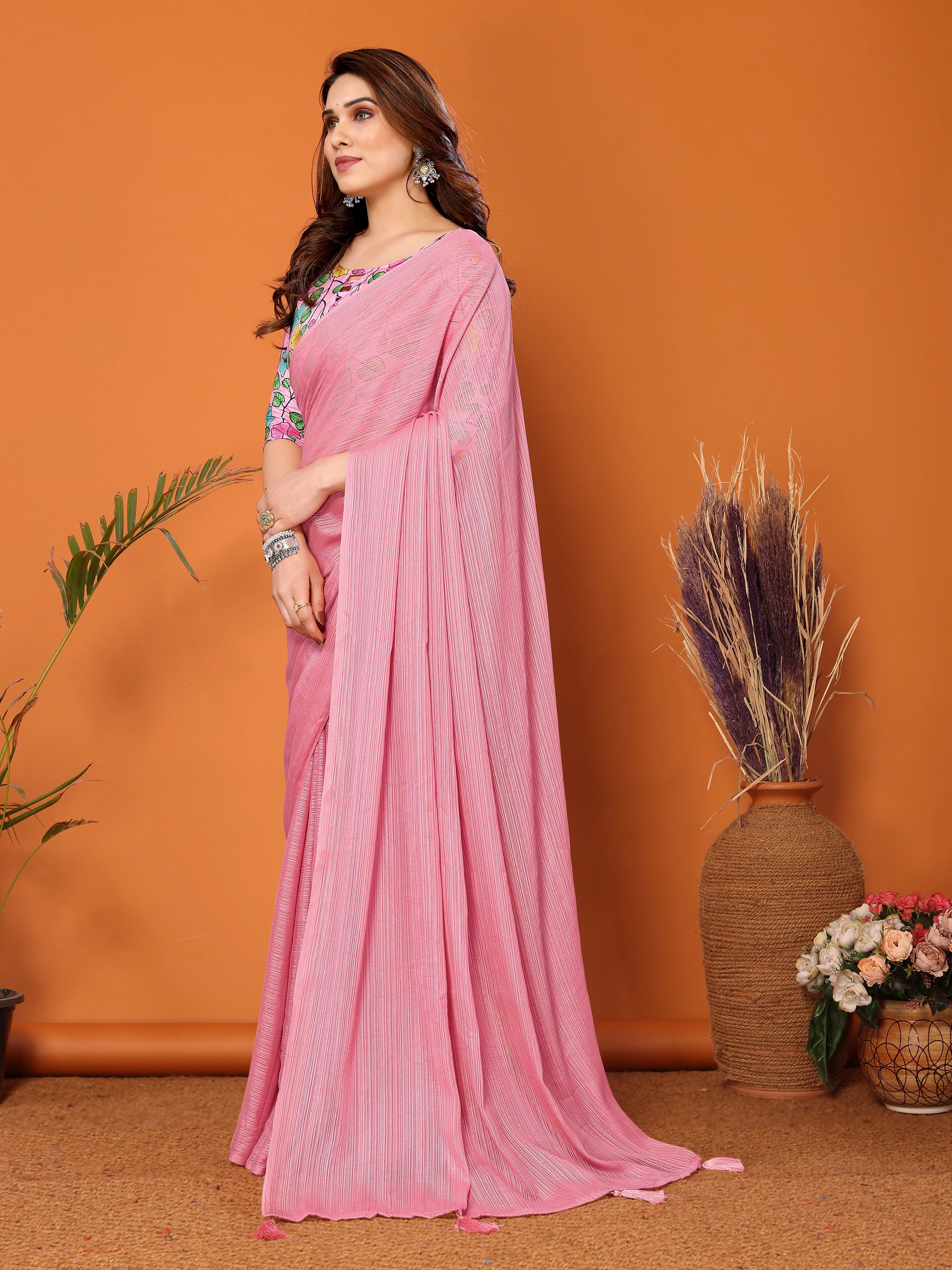 SHYAMIKA Polyester Zari Banglory Digital Print Saree with Blouse