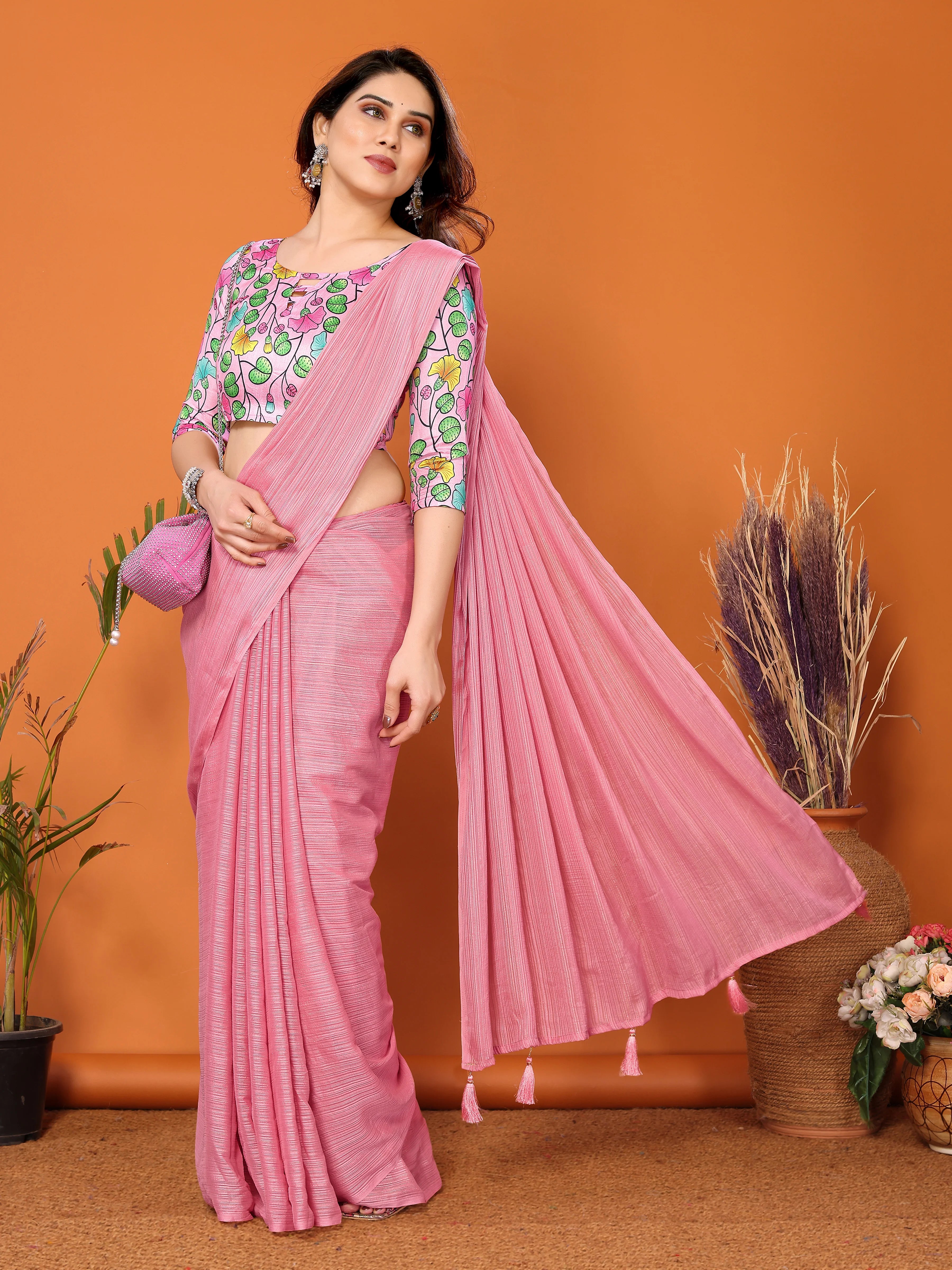 SHYAMIKA Polyester Zari Banglory Digital Print Saree with Blouse