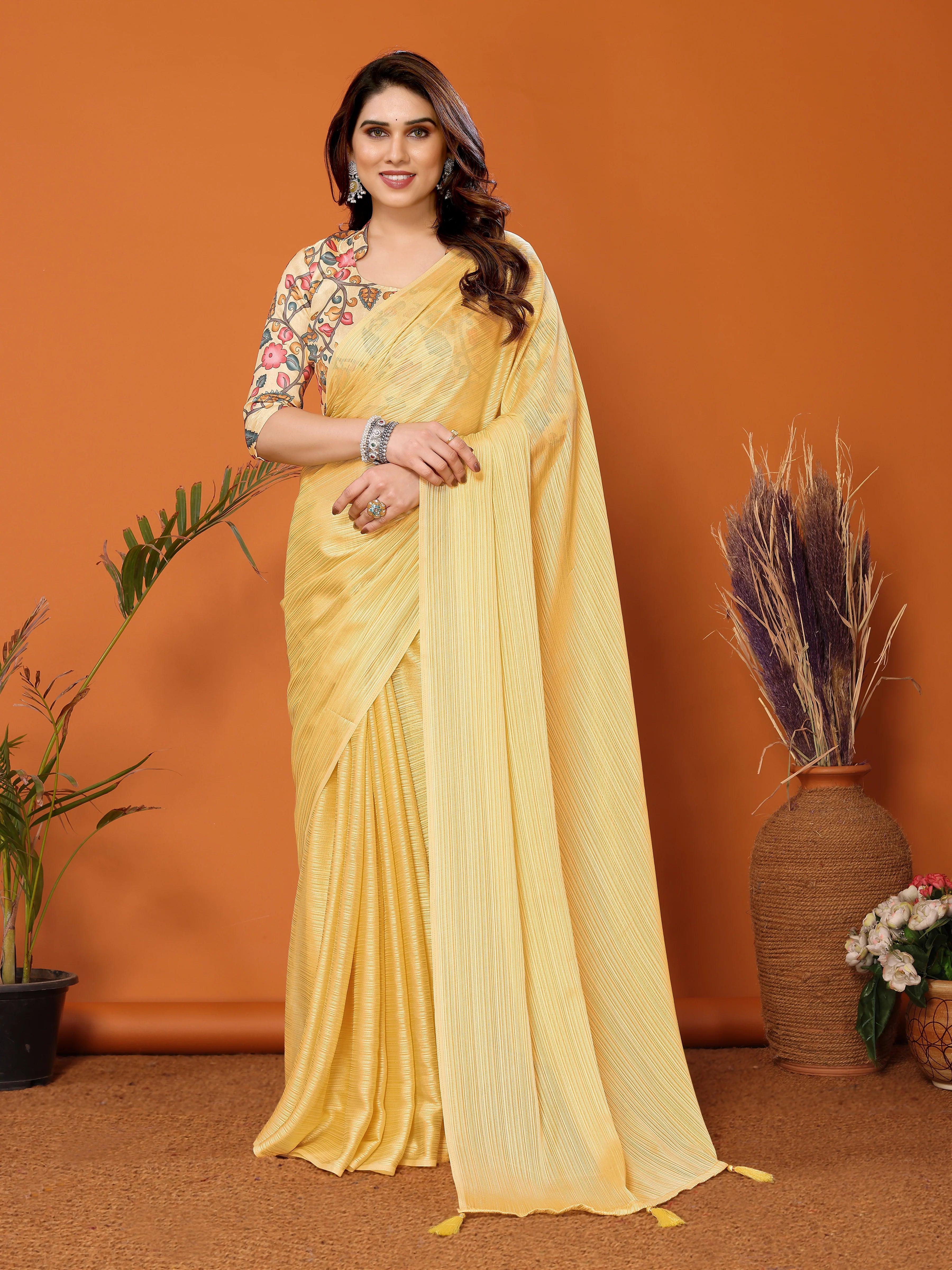 SHYAMIKA Polyester Zari Banglory Digital Print Saree with Blouse