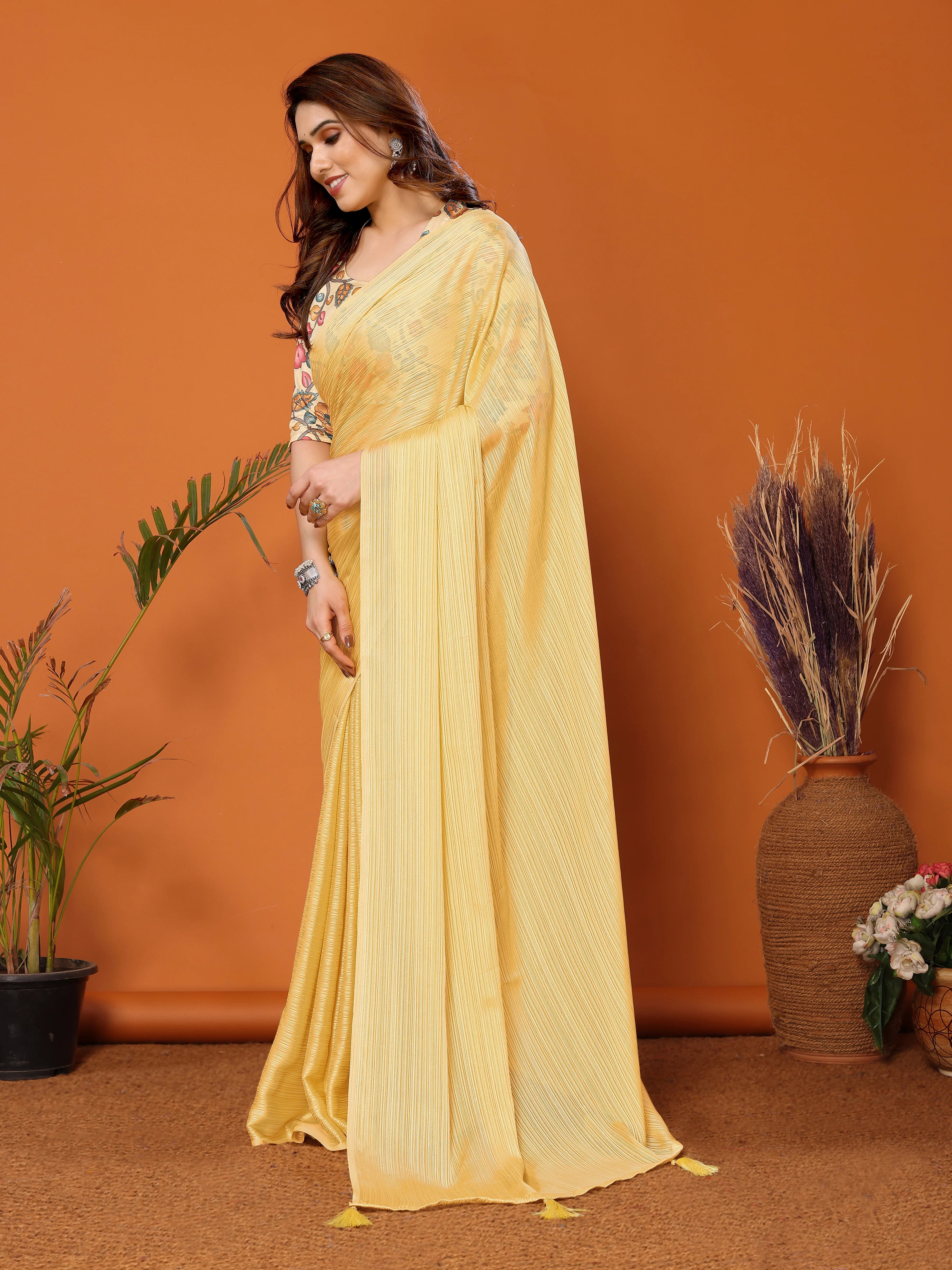 SHYAMIKA Polyester Zari Banglory Digital Print Saree with Blouse
