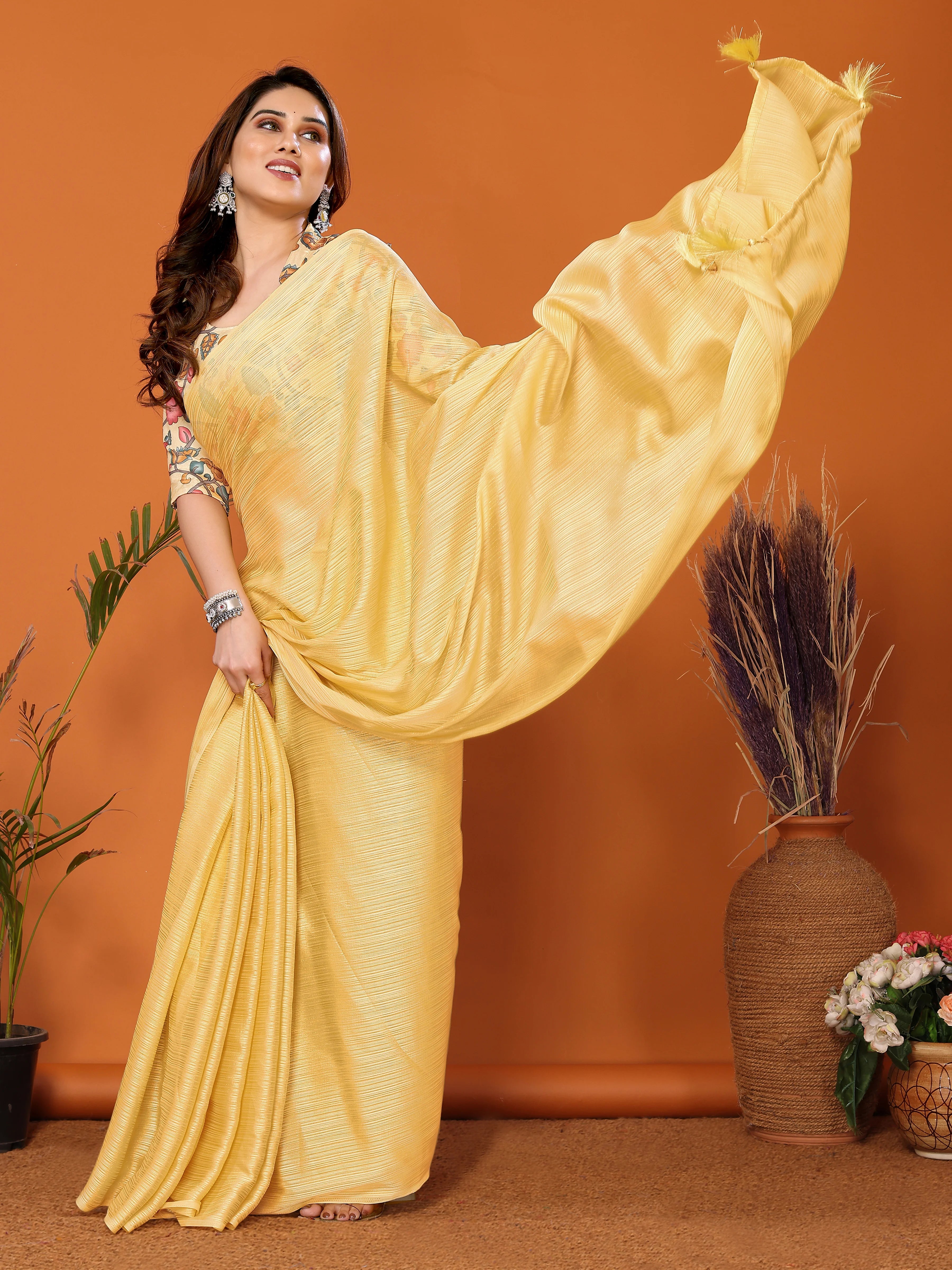 SHYAMIKA Polyester Zari Banglory Digital Print Saree with Blouse