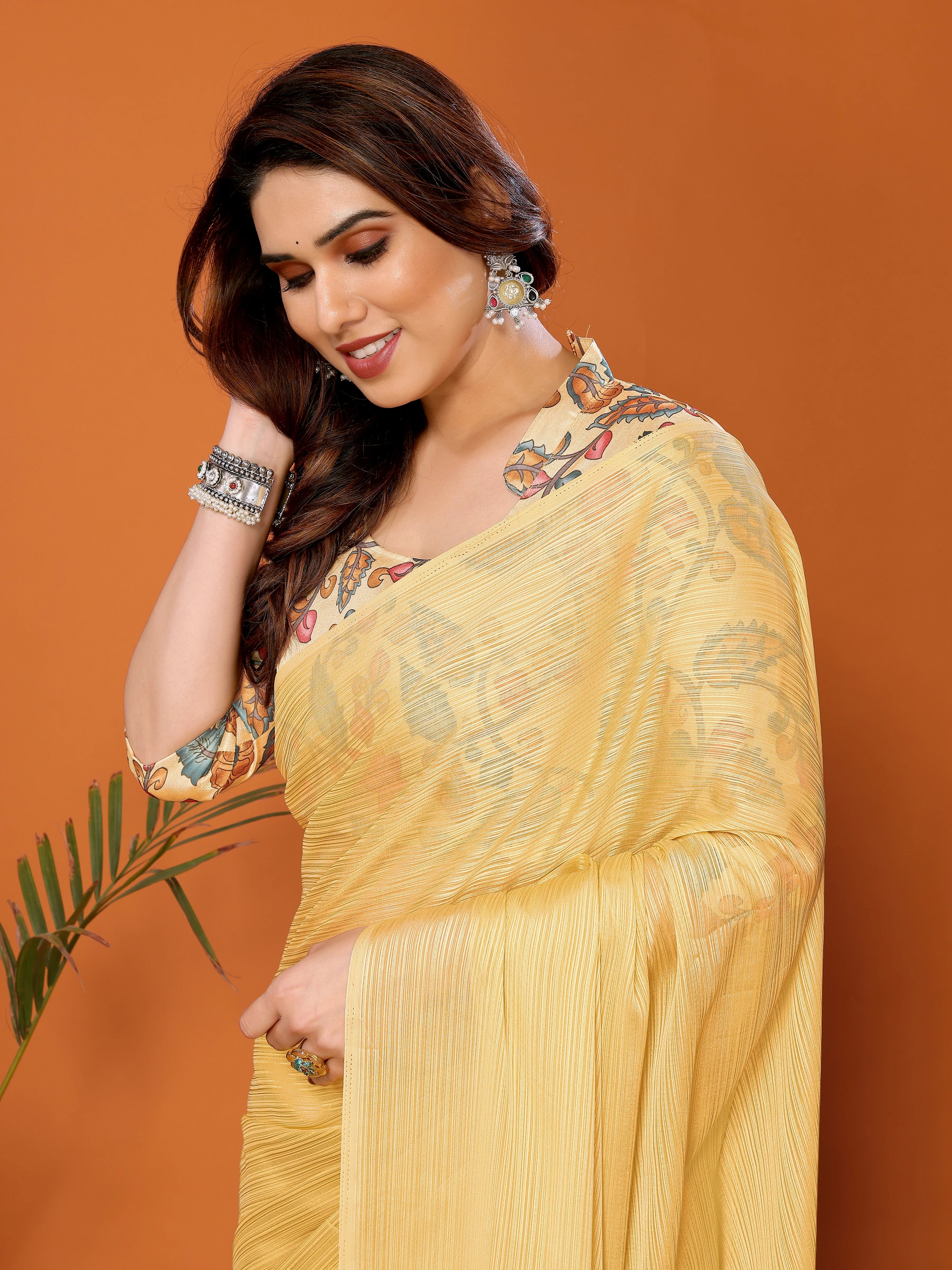 SHYAMIKA Polyester Zari Banglory Digital Print Saree with Blouse