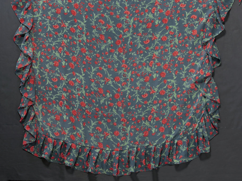 SHYAMIKA Georgette Flower Printed Ruffle Saree with Blouse