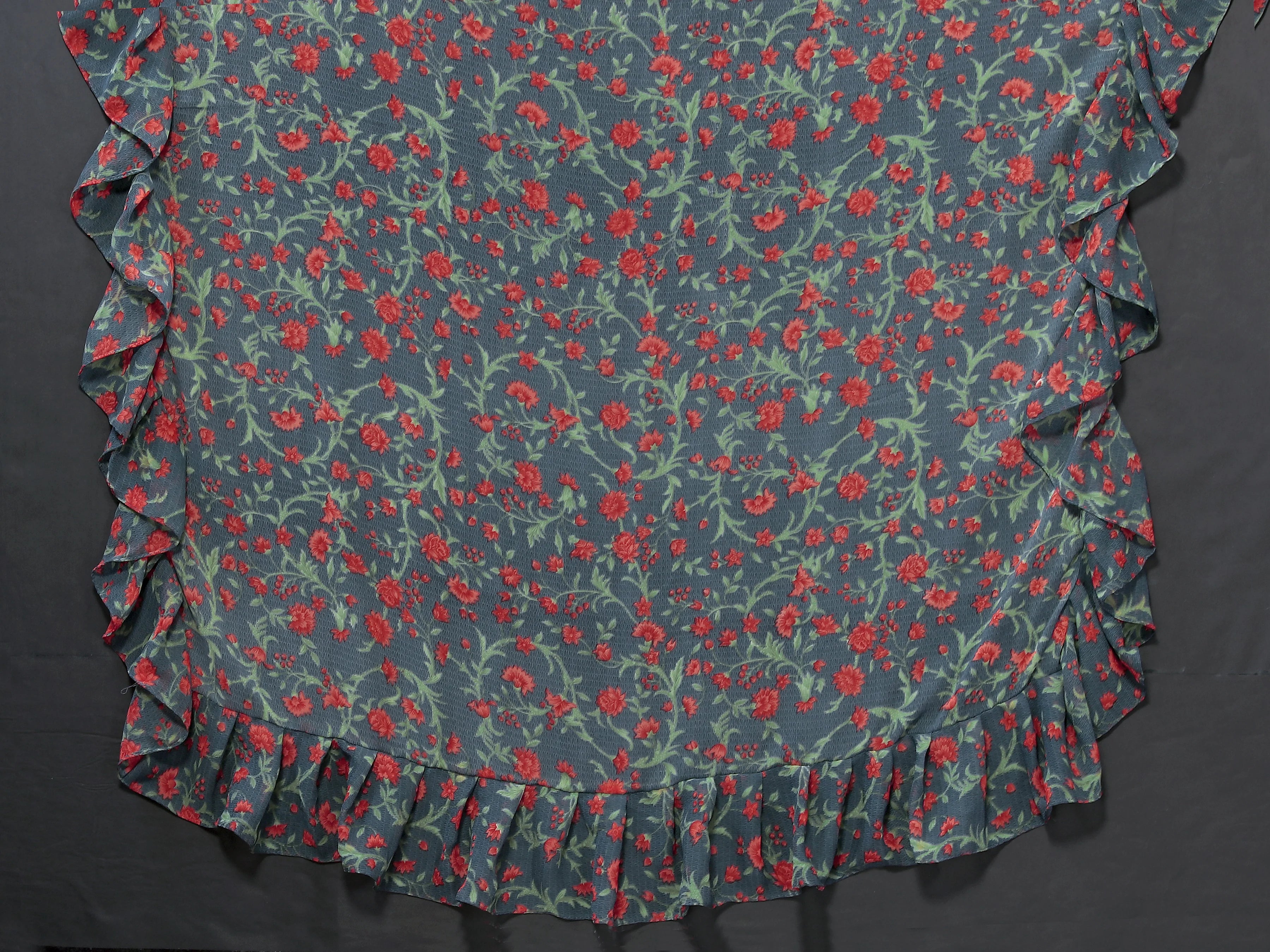 SHYAMIKA Georgette Flower Printed Ruffle Saree with Blouse