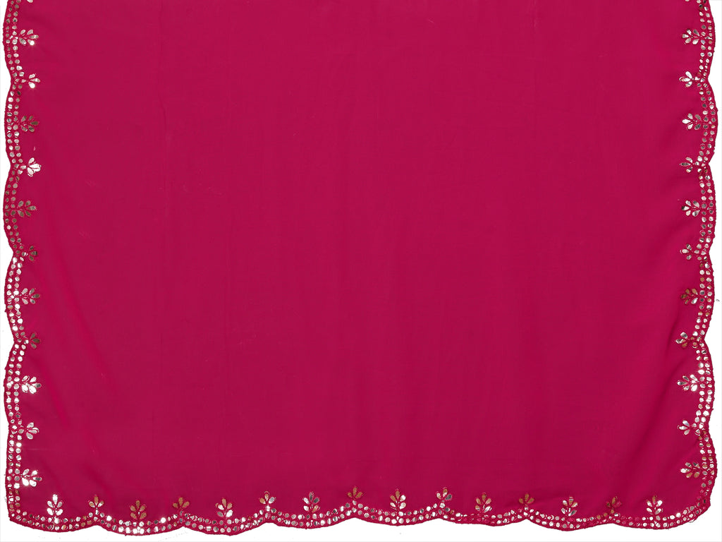 SHYAMIKA Georgette Mirror Work Plain Saree with Blouse