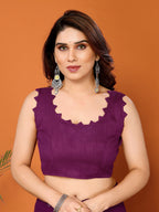 SHYAMIKA Georgette Mirror Work Plain Saree with Blouse