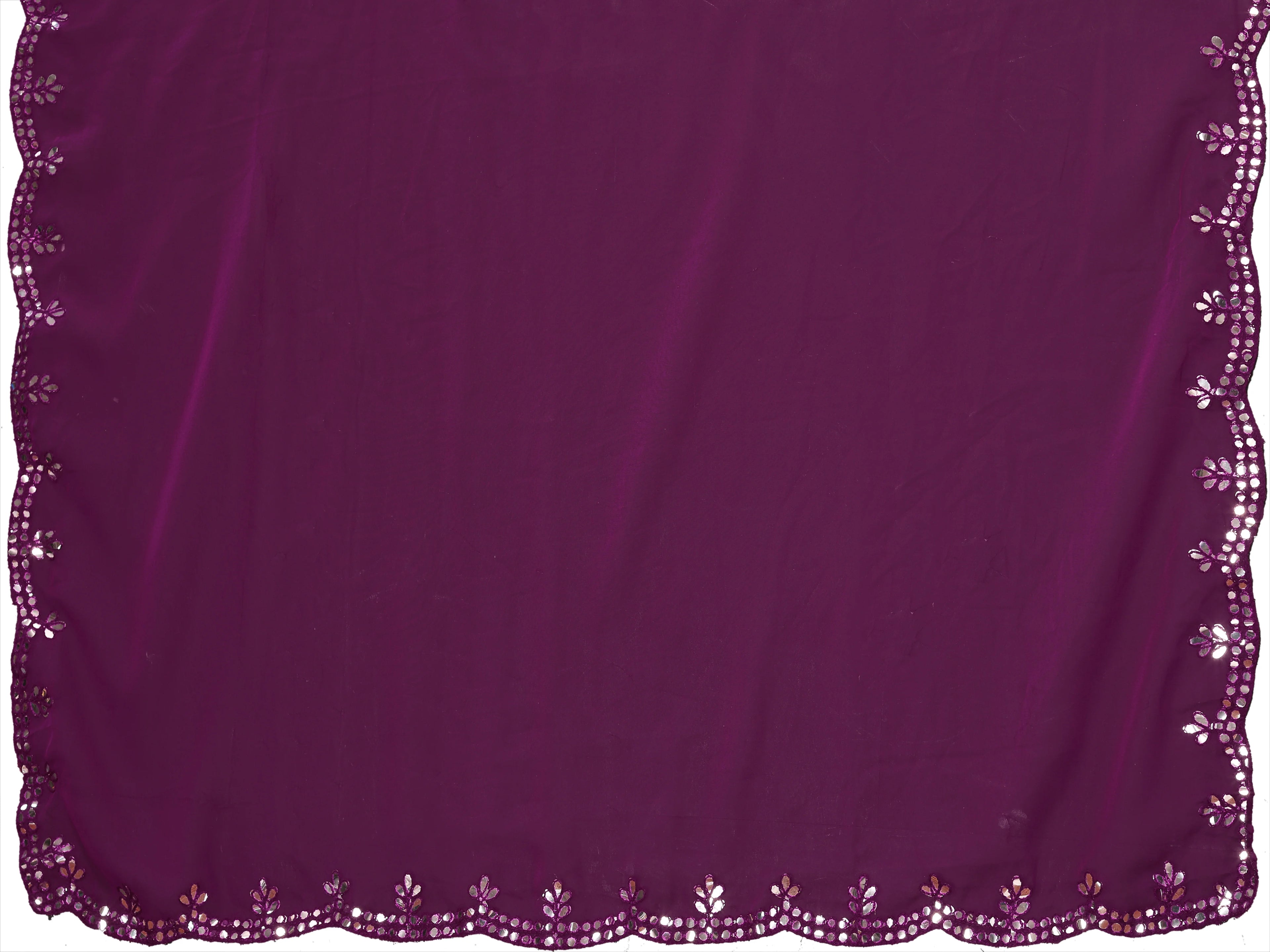 SHYAMIKA Georgette Mirror Work Plain Saree with Blouse
