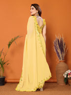 SHYAMIKA Georgette Mirror Work Plain Saree with Blouse