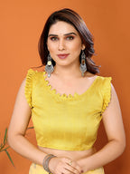 SHYAMIKA Georgette Mirror Work Plain Saree with Blouse