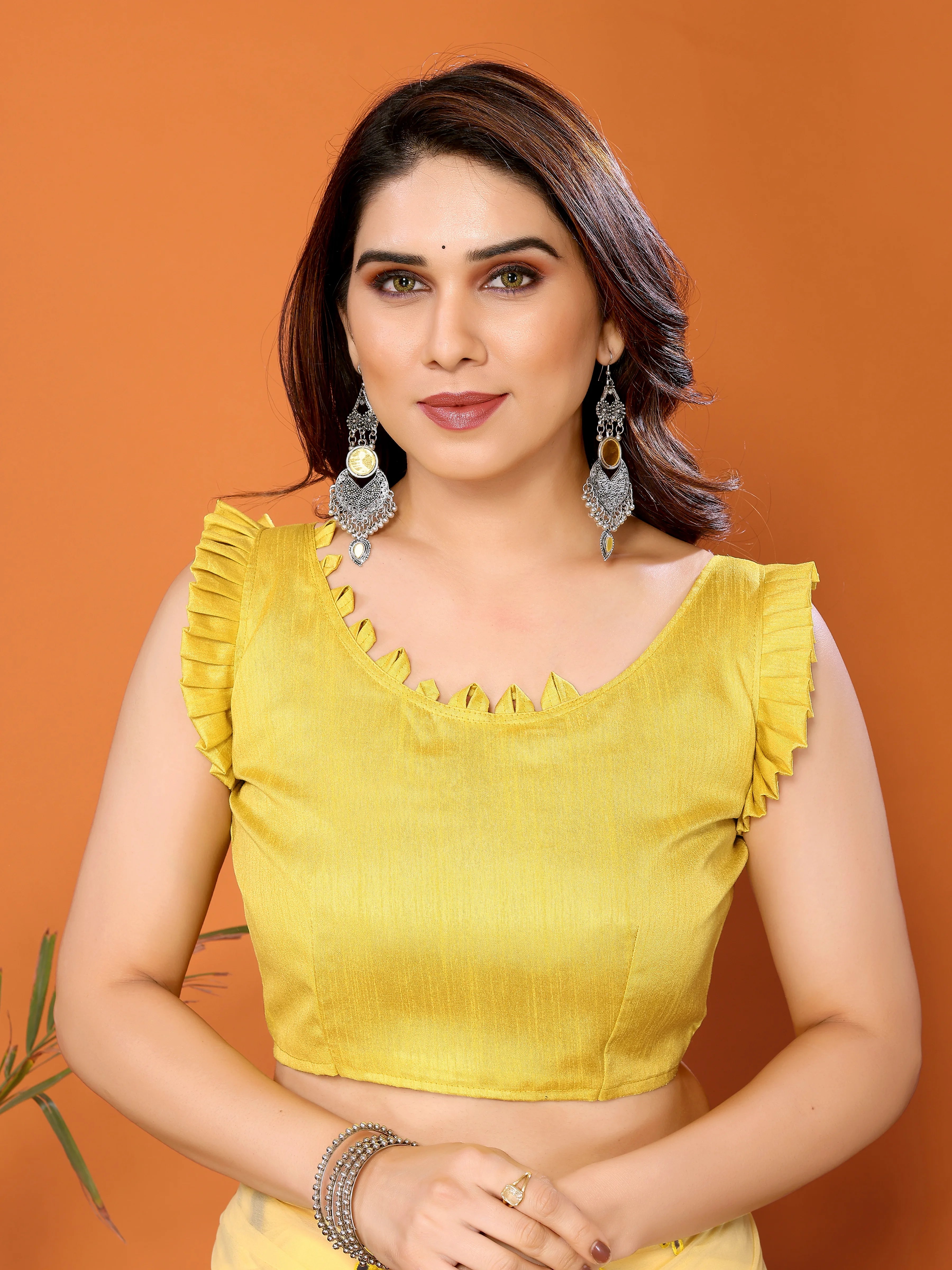 SHYAMIKA Georgette Mirror Work Plain Saree with Blouse