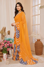 SHYAMIKA Georgette Ruffle Mix Color Saree with Blouse