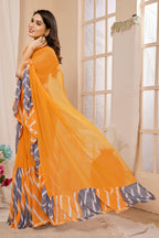 SHYAMIKA Georgette Ruffle Mix Color Saree with Blouse
