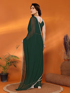 SHYAMIKA Georgette Solid Saree with Mirror Border & Blouse