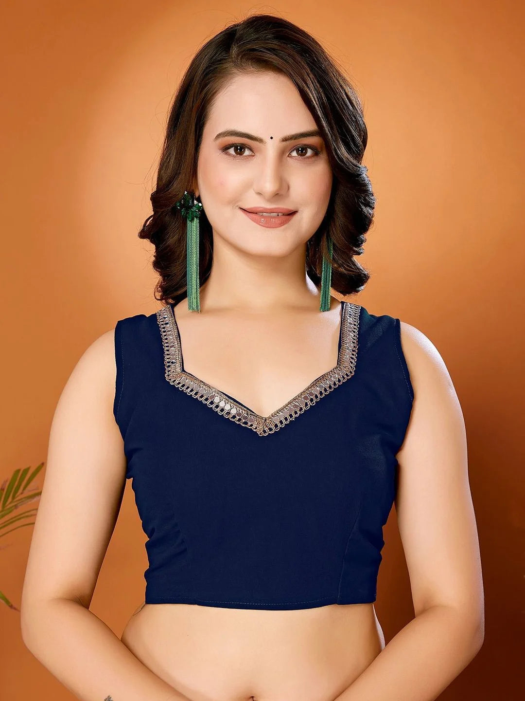 SHYAMIKA Georgette Solid Saree with Mirror Border & Blouse