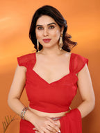 SHYAMIKA Georgette Solid Saree with Mirror Border & Blouse