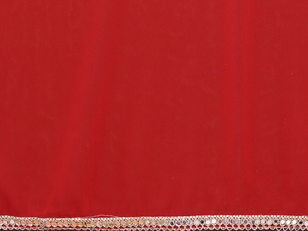 SHYAMIKA Georgette Solid Saree with Mirror Border & Blouse