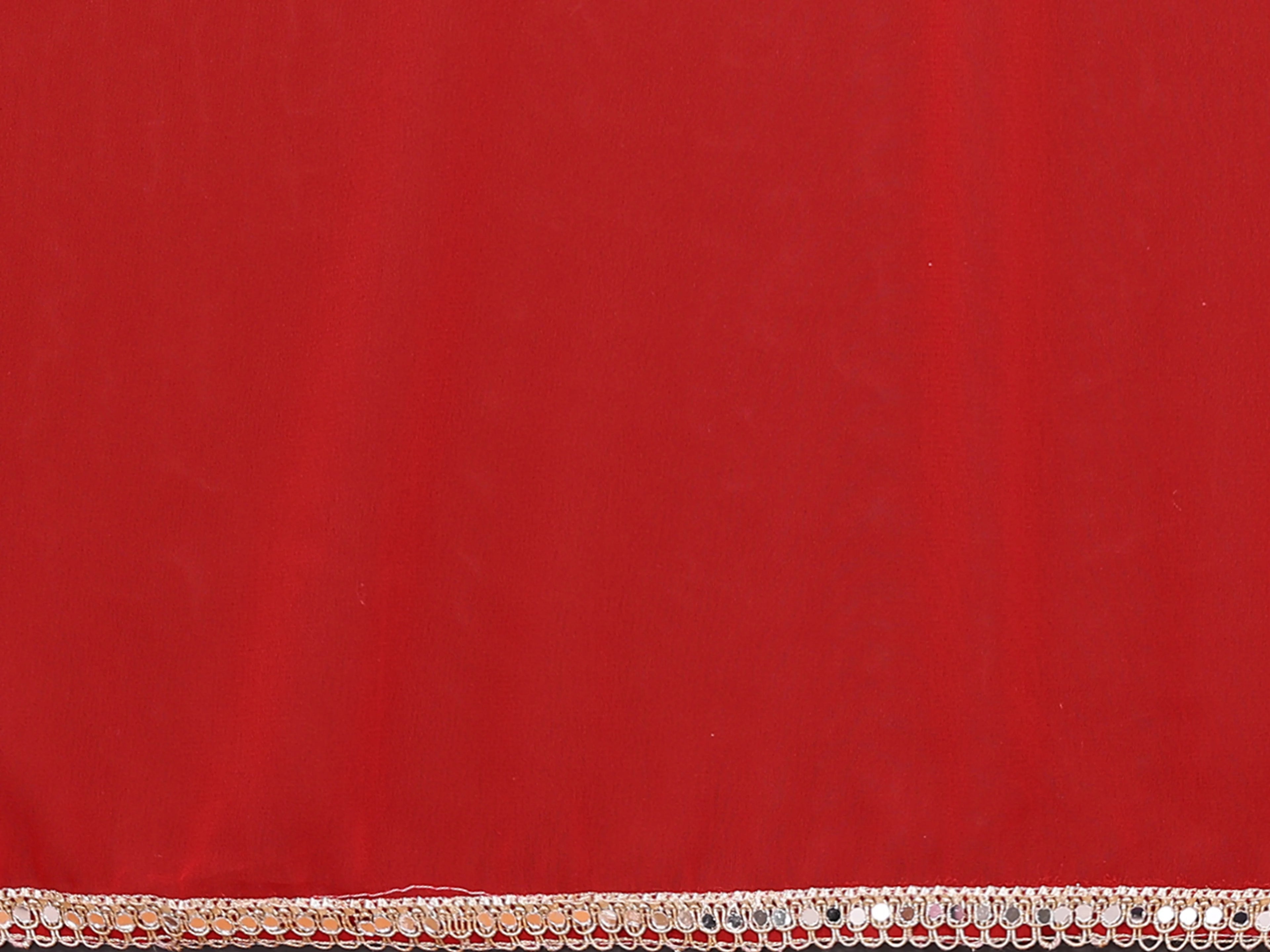 SHYAMIKA Georgette Solid Saree with Mirror Border & Blouse