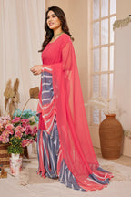 SHYAMIKA Georgette Ruffle Mix Color Saree with Blouse