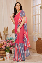SHYAMIKA Georgette Ruffle Mix Color Saree with Blouse