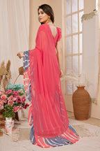 SHYAMIKA Georgette Ruffle Mix Color Saree with Blouse