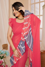 SHYAMIKA Georgette Ruffle Mix Color Saree with Blouse