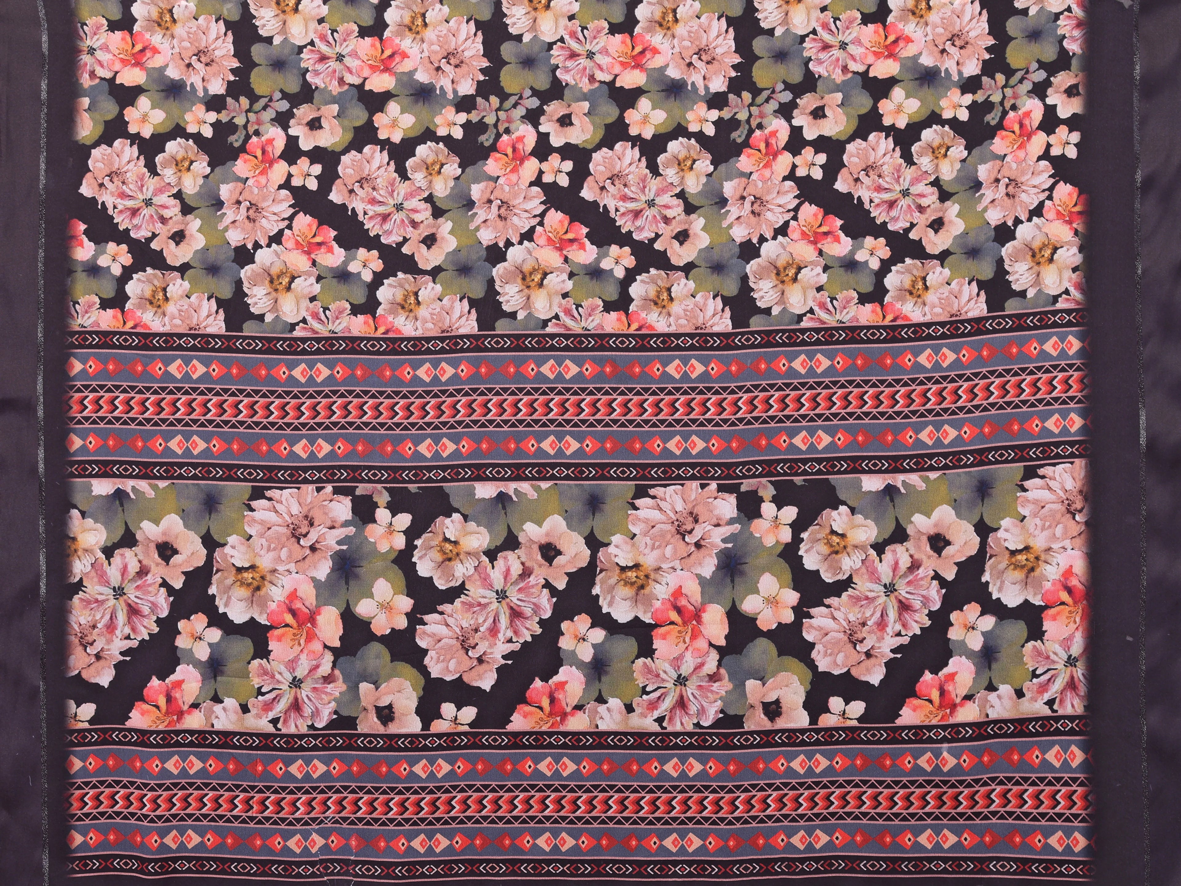 SHYAMIKA Royal Satin Patta Digital Print Saree with Blouse