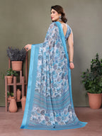 SHYAMIKA Royal Satin Patta Digital Print Saree with Blouse