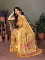 SHYAMIKA Royal Satin Patta Digital Print Saree with Blouse