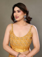 SHYAMIKA Royal Satin Patta Digital Print Saree with Blouse