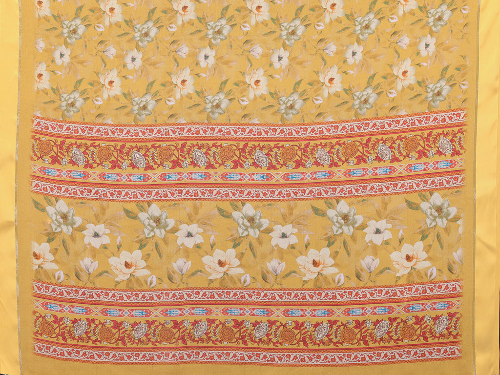 SHYAMIKA Royal Satin Patta Digital Print Saree with Blouse