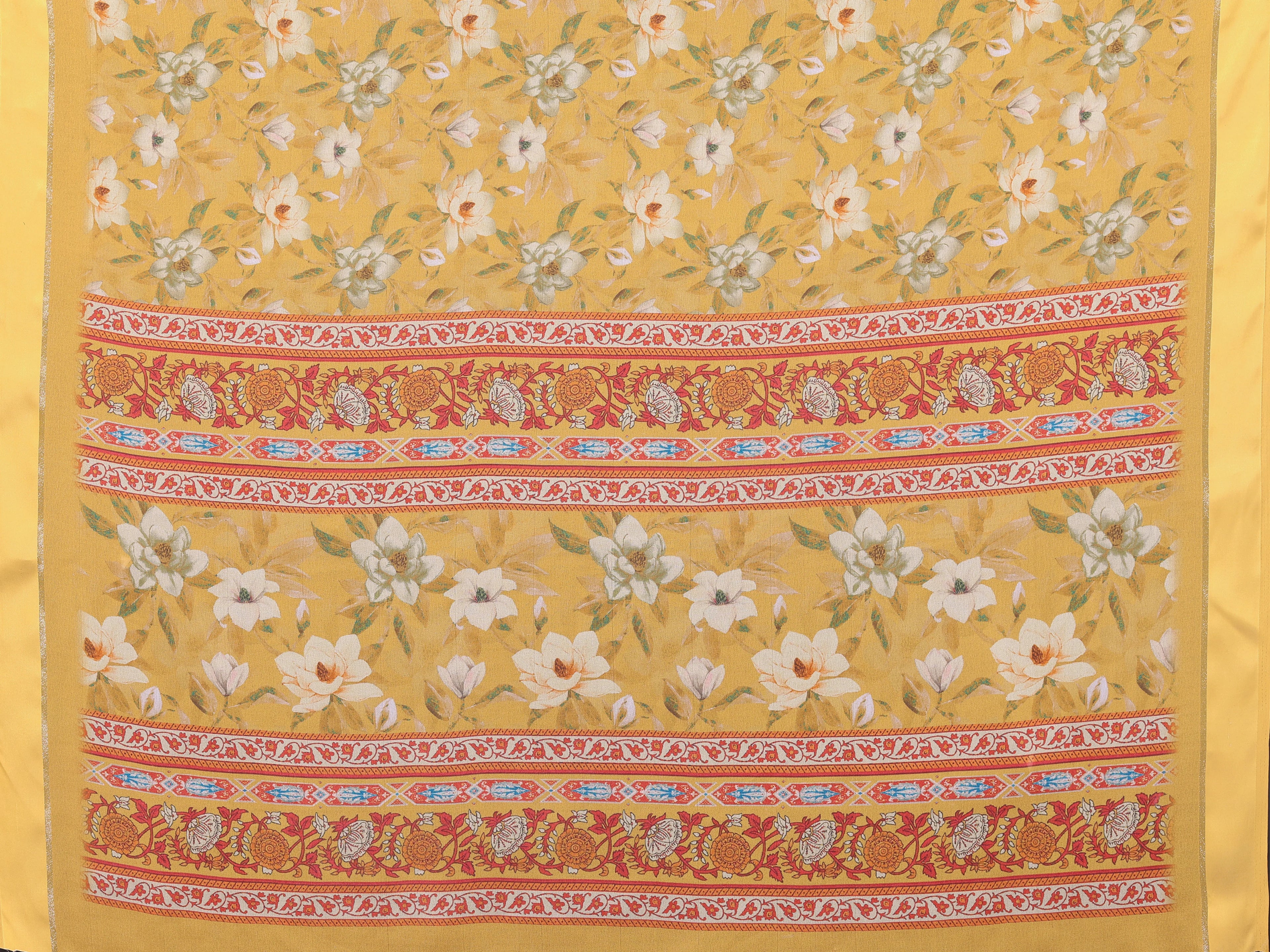 SHYAMIKA Royal Satin Patta Digital Print Saree with Blouse