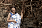 SHYAMIKA Japan Satin Butterfly Digital Print Saree with Blouse