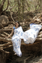 SHYAMIKA Japan Satin Butterfly Digital Print Saree with Blouse
