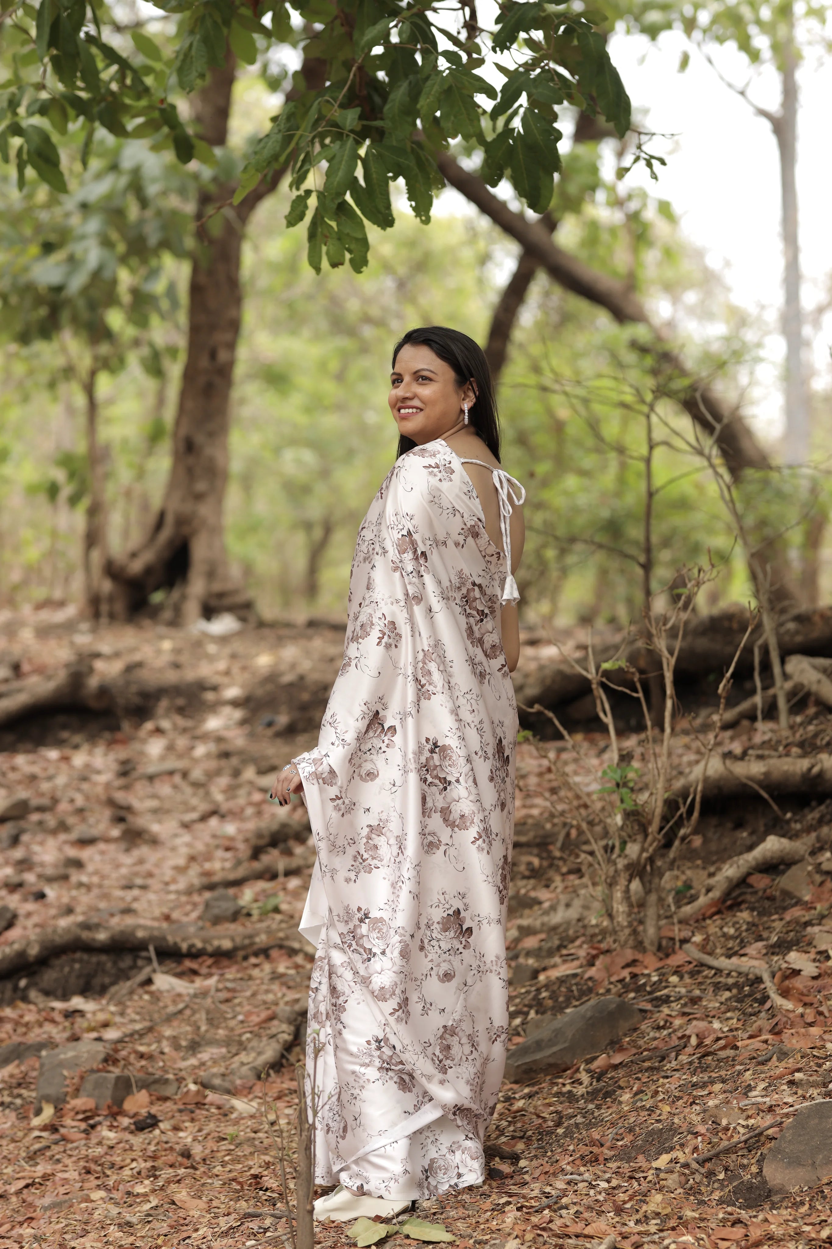 SHYAMIKA Japan Satin Soft Floral Digital Print Saree with Blouse