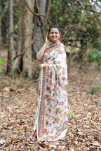 SHYAMIKA Japan Satin Multicolor Floral Digital Print Saree with Blouse