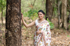 SHYAMIKA Japan Satin Multicolor Floral Digital Print Saree with Blouse