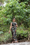 SHYAMIKA Japan Satin Black Floral Digital Print Saree with Blouse