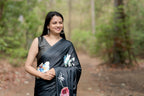 SHYAMIKA Japan Satin Bold Floral Digital Print Saree with Blouse