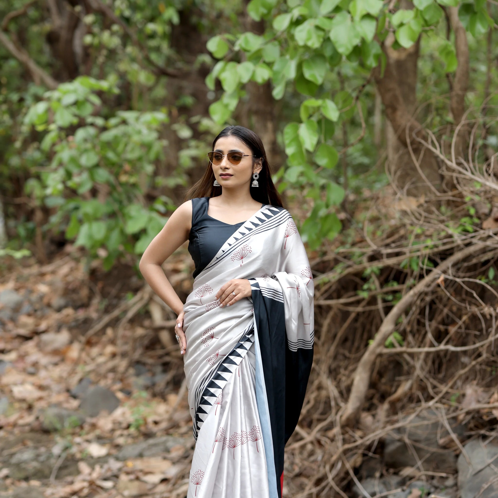 SHYAMIKA Japan Satin Elegant Digital Print Saree with Blouse