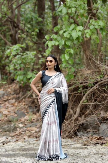SHYAMIKA Japan Satin Elegant Digital Print Saree with Blouse